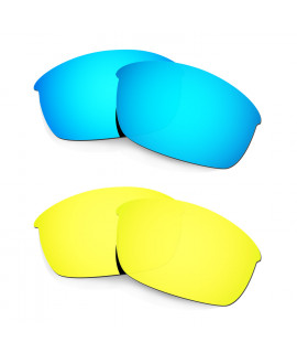 Hkuco Mens Replacement Lenses For Oakley Flak Jacket Blue/24K Gold Sunglasses